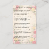Sacred Heart of Jesus Valentines Prayer Roses Visitenkarte (Rückseite)