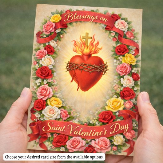 Sacred Heart of Jesus Valentines Prayer Roses Visitenkarte