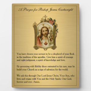 Sacred Heart Prayer for Catholic Bishop Vintage Fotoplatte