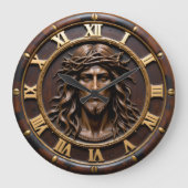 Sacred Heart Savior Portrait Große Wanduhr (Vorderseite)