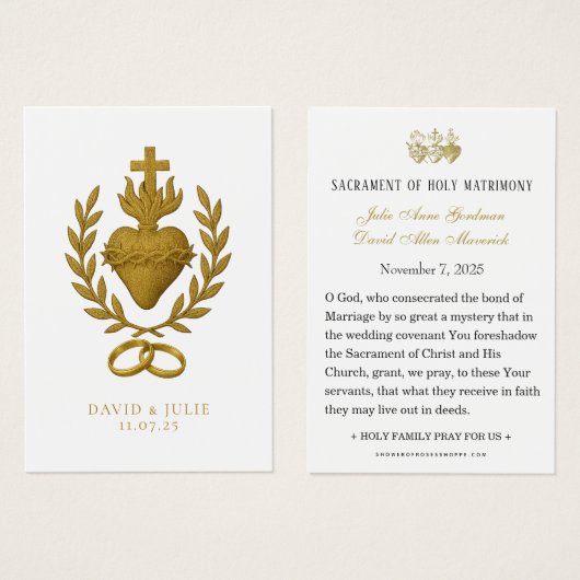 Sacred Heart & Wedding Bands Keepake (Vorne & Hinten)