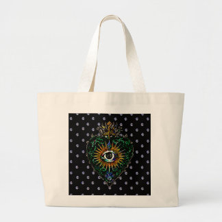 Sacred Heart with All-Seeing Eyes Jumbo Tote Bag Stoffbeutel