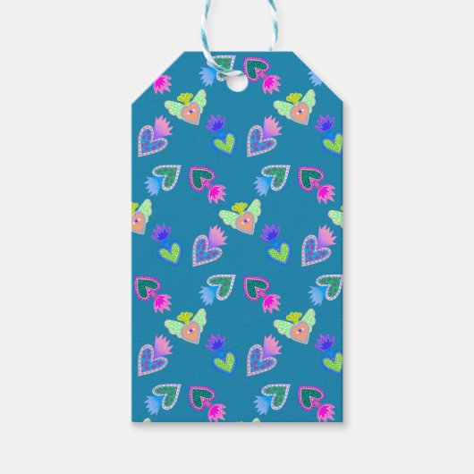 Sacred Hearts Folk Art Geschenkanhänger (Vorderseite)