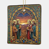 Sacred Hearts Stained Glass Christmas Keramikornament (Links)