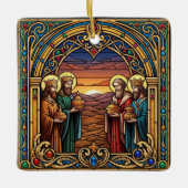 Sacred Hearts Stained Glass Christmas Keramikornament (Vorderseite)
