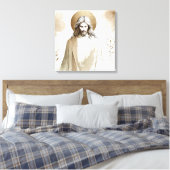 Sacred Jesus Christ Portrait – Spiritual Leinwanddruck (Insitu (Schlafzimmer))