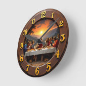 Sacred Last Supper Golden Sunset Runde Wanduhr (Winkel)
