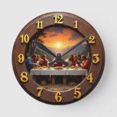 Sacred Last Supper Golden Sunset Runde Wanduhr (Vorderseite)