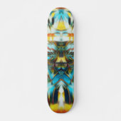 Sacred Light Wave Mask light blue yellow orange Skateboard (Vorne)