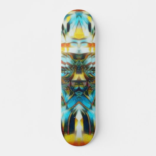 Sacred Light Wave Mask light blue yellow orange Skateboard (Vorne)