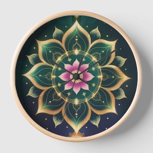 Sacred Lotus Moon Mandala - Celestial Aura Uhr (Vorderseite)