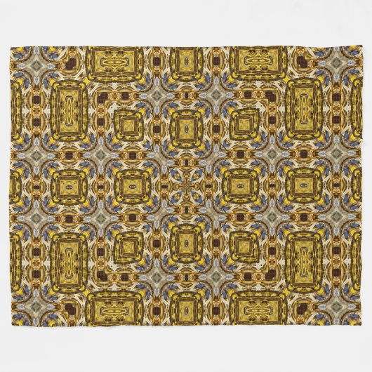 Sacred Mayan Gold Topaz Muster Quilt Fleecedecke (Vorderseite (Horizontal))