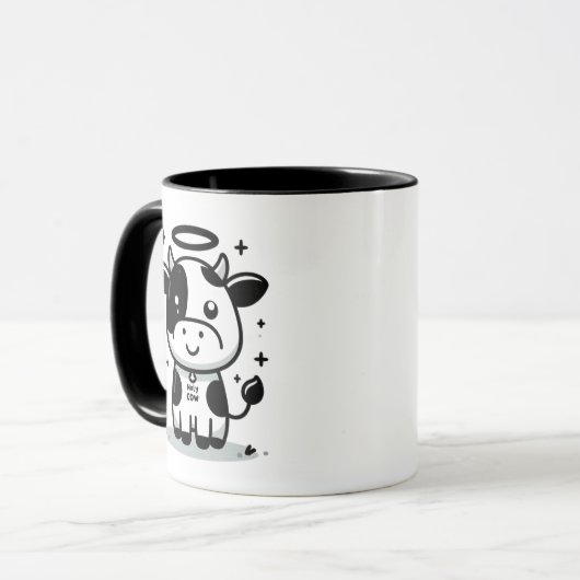Sacred Moo-Ment Holy Cow Mug – Floating Cow Tasse (Vorderseite Links)