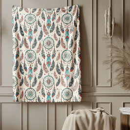 Sacred Native Textile Timeless Tribal Dreamcatcher Fleecedecke