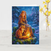 Sacred Nature: Celtic Goddess Brigid Art on Canvas Karte (Gelbe Blume)
