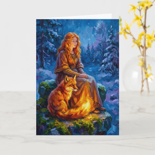 Sacred Nature: Celtic Goddess Brigid Art on Canvas Karte (Gelbe Blume)
