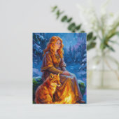 Sacred Nature: Celtic Goddess Brigid Art on Canvas Postkarte (Stehend Vorderseite)