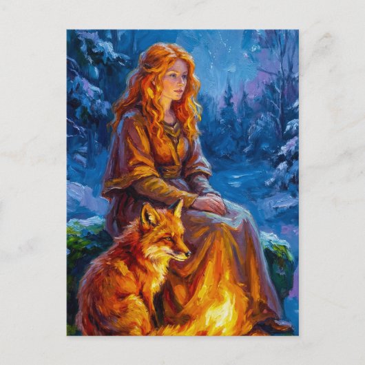 Sacred Nature: Celtic Goddess Brigid Art on Canvas Postkarte (Vorderseite)