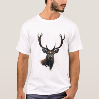 Sacred Nature: Geometric Stag - Forest & Gold Abst T-Shirt