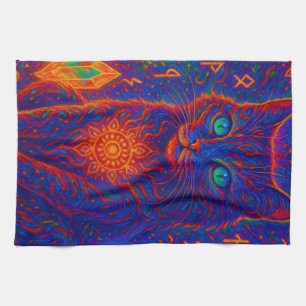 Sacred Neon Cat Geschirrtuch