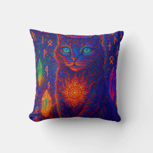 Sacred Neon Cat Kissen