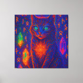 Sacred Neon Cat Leinwanddruck (Vorderseite)
