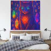 Sacred Neon Cat Leinwanddruck (Insitu (Schlafzimmer))