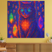 Sacred Neon Cat Leinwanddruck (Insitu (Wohnzimmer))