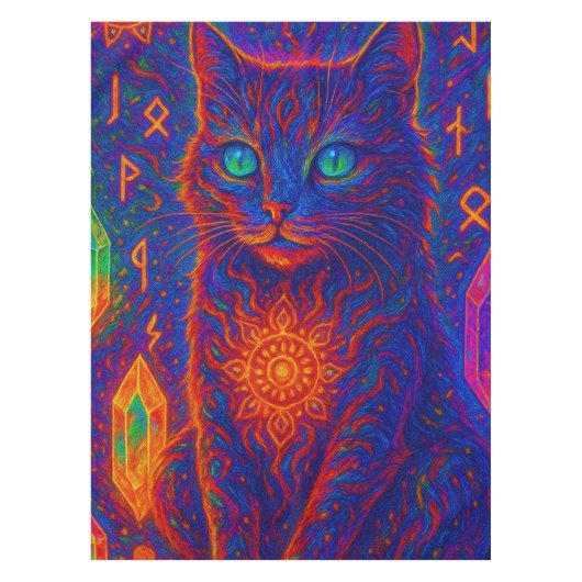 Sacred Neon Cat Tischdecke (Vorderseite)