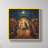 Sacred Night Nativity Scene – Vibrant Christmas Leinwanddruck (Vorderseite)