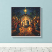 Sacred Night Nativity Scene – Vibrant Christmas Leinwanddruck (Insitu (Holzboden))