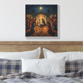 Sacred Night Nativity Scene – Vibrant Christmas Leinwanddruck (Insitu (Schlafzimmer))