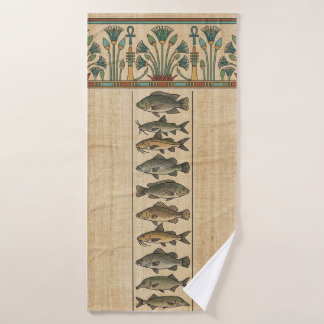 Sacred Nile Fish & Lotus Ancient Egyptian Badehandtuch