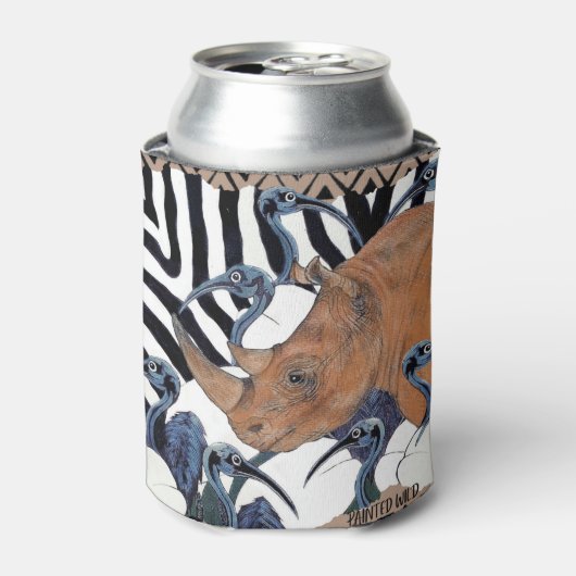 Sacred Rhino Can Cooler – African Wildlife Art   Dosenkühler (Kanne Vorderseite)