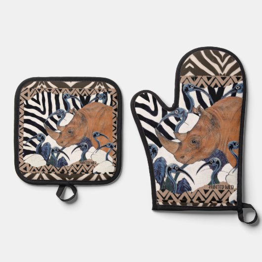 Sacred Rhino Ofenhandschuh & Topflappen-Set (Vorderseite)