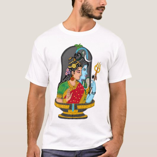 Sacred Shiva Parvati T-Shirt – Divine Love & Cosmi (Vorderseite)