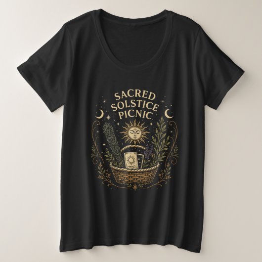 Sacred Solstice Picnic Litha Große Größe T-Shirt (Design vorne)