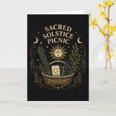 Sacred Solstice Picnic Litha Postcard Karte (Gelbe Blume)