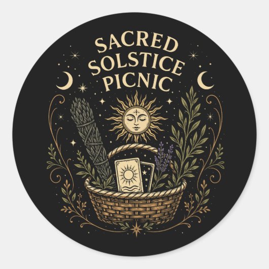 Sacred Solstice Picnic Litha Runder Aufkleber (Vorderseite)