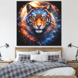 Sacred Tiger – Cosmic Balance | Mystical Tiger Fan Leinwanddruck