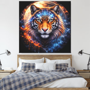 Sacred Tiger – Cosmic Balance   Mystical Tiger Fan Leinwanddruck