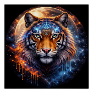 Sacred Tiger – Cosmic Balance Mystical Tiger Fan Poster