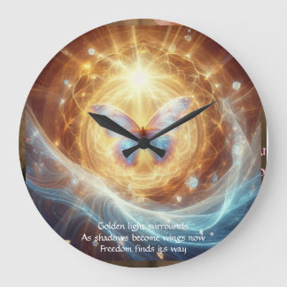 Sacred Transformation - Luminous Butterfly Clock Große Wanduhr