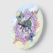 Sacred Tribal Henna Elephant große Uhr (Winkel)