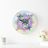 Sacred Tribal Henna Elephant große Uhr (Zuhause)