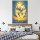 Sacred Twin White Tigers – Eternal Bond of Light Leinwanddruck (Insitu (Schlafzimmer))