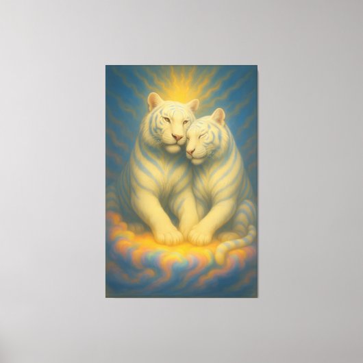Sacred Twin White Tigers – Eternal Bond of Light Leinwanddruck (Vorderseite)