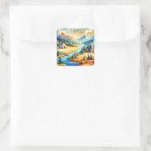 Sacred Valley Symbolic Visual Design Quadratischer Aufkleber (Tasche)