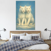 Sacred White Tiger Twins – Guardians of the Silent Leinwanddruck (Insitu (Schlafzimmer))