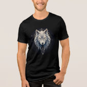 Sacred White Wolf Geometric Art Tri-Blend Shirt (Vorderseite)